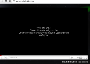 YouTube copyright message on Greenpeace message